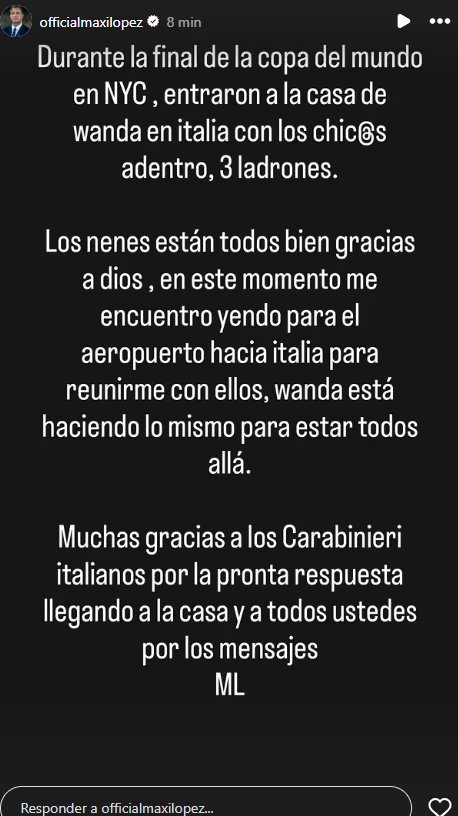 El exfutbolista Maxi López confirmó lo ocurrido y anunció su regreso inmediato. La prioridad pasó por la seguridad y el trámite de la documentación faltante. El episodio dejó a la familia entre el alivio y el miedo