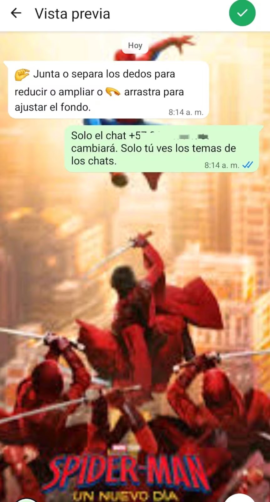 Fondos inspirados en escenas o personajes del film refuerzan la presencia visual de Marvel en las conversaciones. (Foto: WhatsApp)