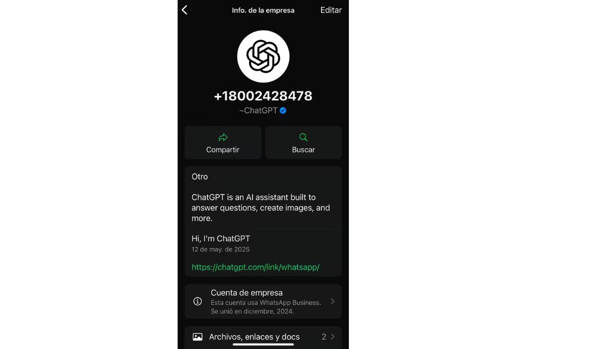Usar ChatGPT en WhatsApp es totalmente gratuito. (WhatsApp)