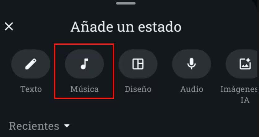 WhatsApp te permite añadir canciones desde su propia aplicación.