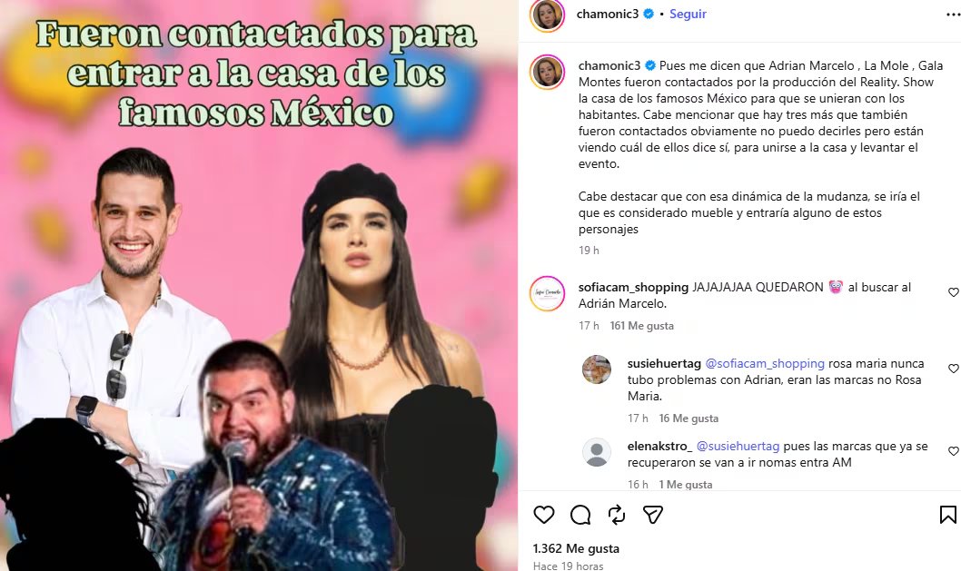 La creadora de contenido Jacqueline Martínez, conocida como Chamonic, informó que la producción habría contactado a ambos, así como a La Mole 
(Captura)