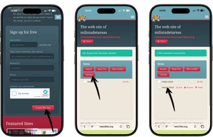Sube el código a un servidor para empezar a probar la app vía web. (Applesfera)