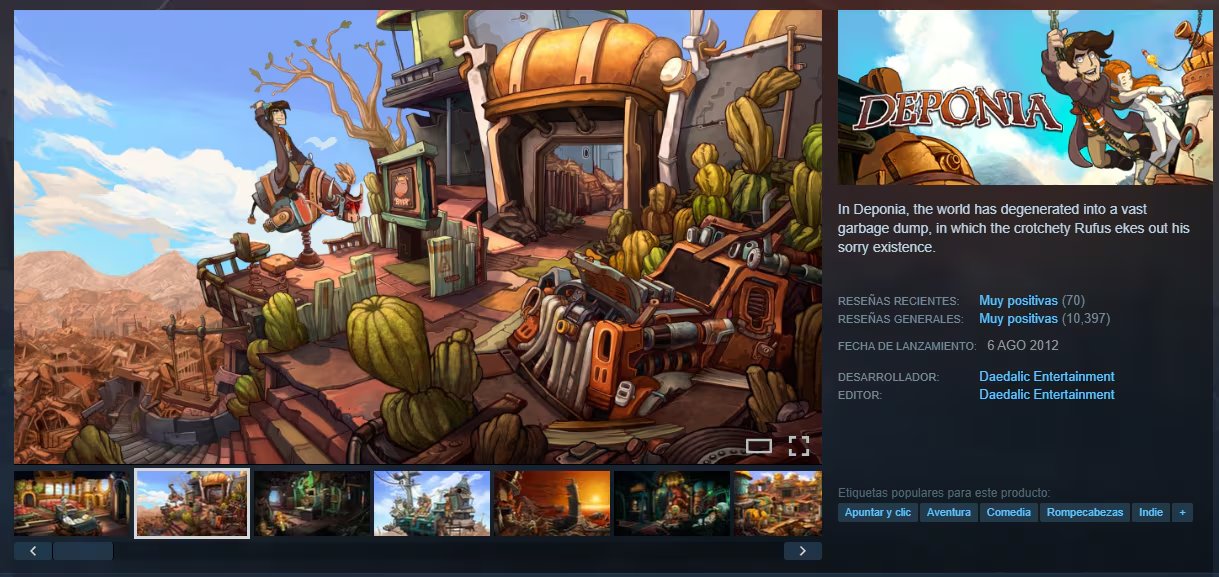 Steam ofrece Deponia, una aventura para PC, de manera gratuita y sin fecha de expiración en la biblioteca del usuario. (Steam)