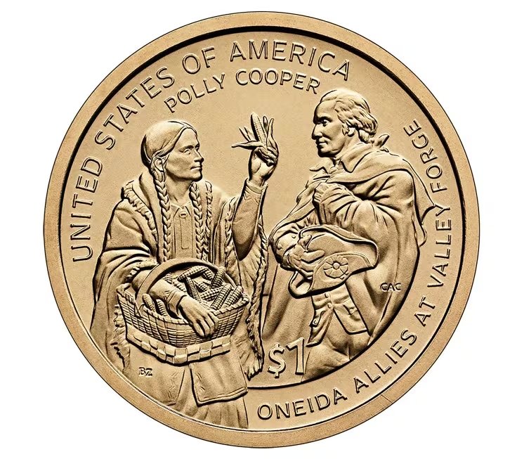 La Casa de la Moneda de Estados Unidos lanzó en 2026 una pieza de 1 dólar que reconoce a la mujer Oneida (AP)