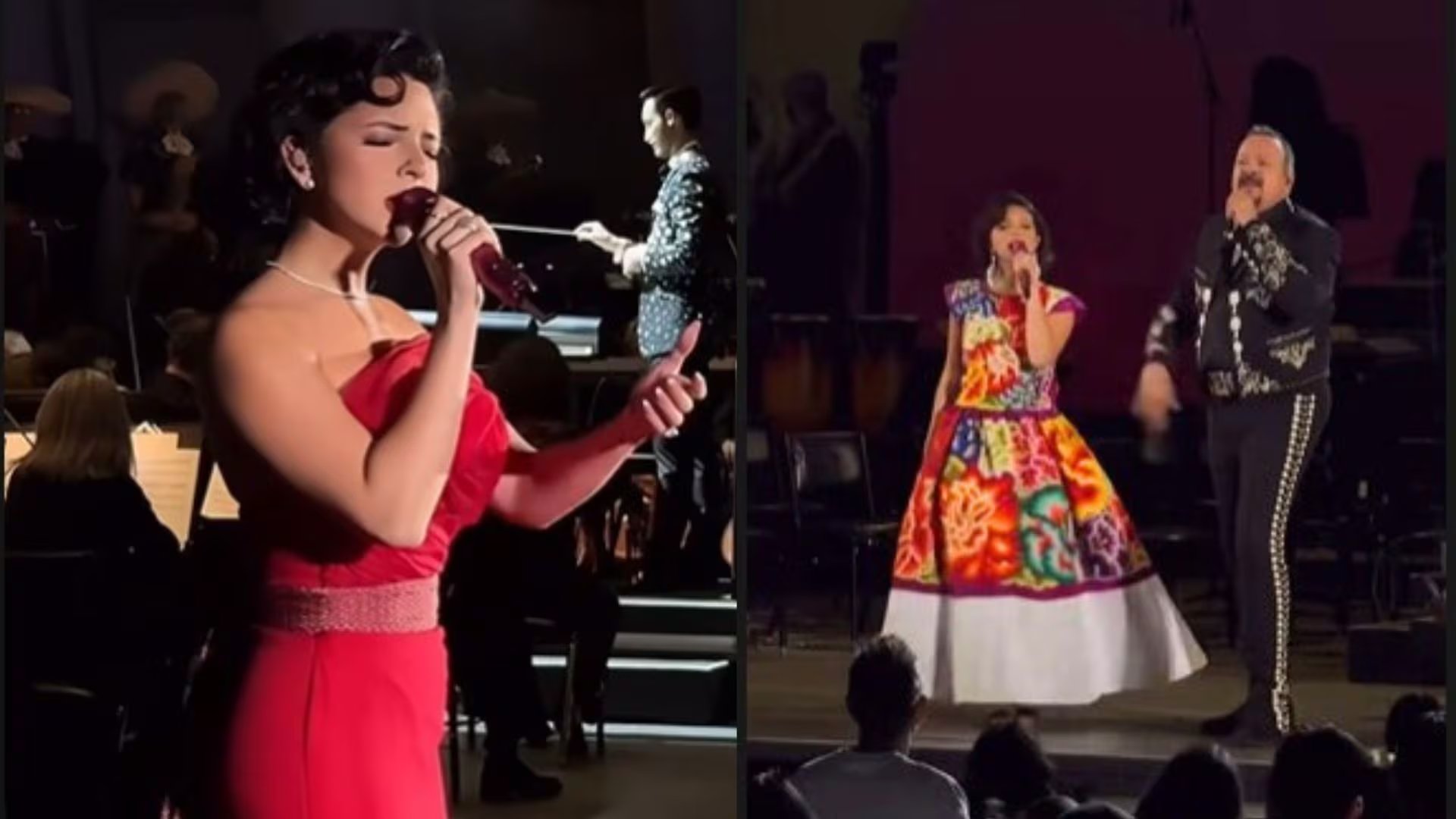 Angela Aguilar reapareció en redes sociales para promocionar el disco sinfónico del Hollywood Bowl. (Captura de pantalla @karinaaa1430)