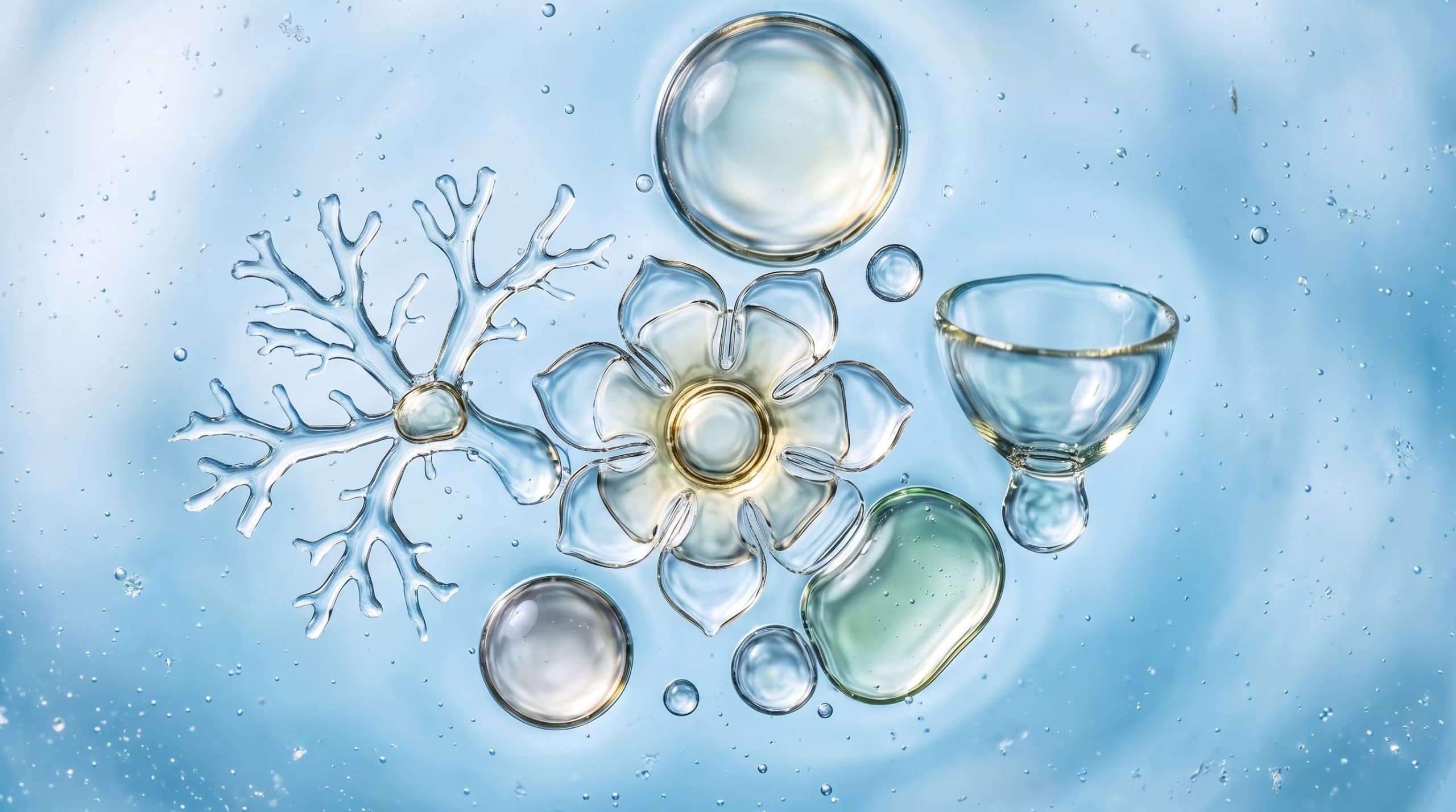 Las gotas microscópicas evolucionaron de esferas a formas de flor, estructuras dendríticas, mancuernas, discos y copas en el sistema desarrollado por NYU (Imagen Ilustrativa Infobae)