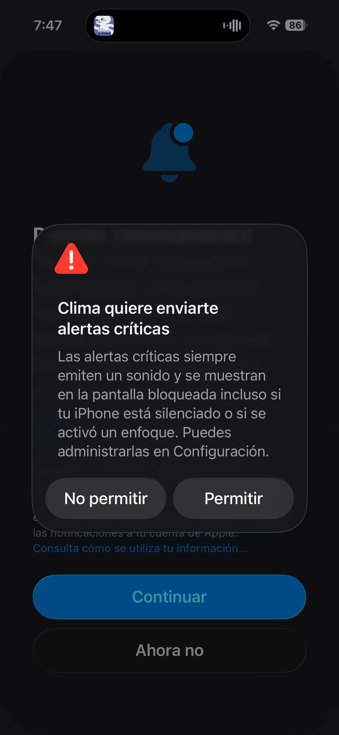 La app Clima de Apple notifica al usuario cuando hay alertas meteorológicas en su ubicación. (Apple)
