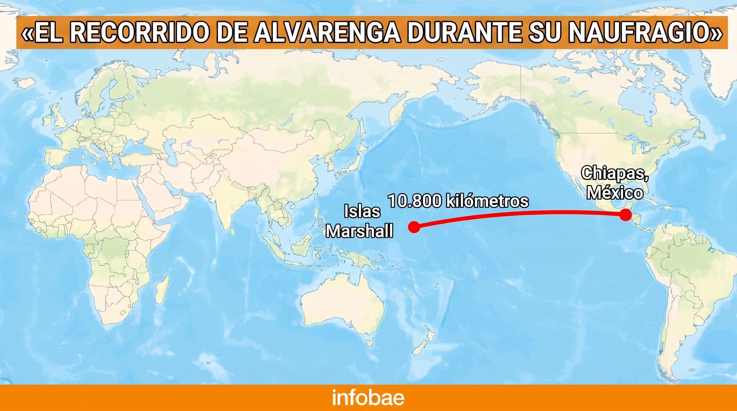 El pescador apareció el 30 de enero de 2014 en el atolón de Ebon, en las Islas Marshall, después de una travesía de hasta 10.800 kilómetros por el océano Pacífico (Imagen Ilustrativa Infobae)