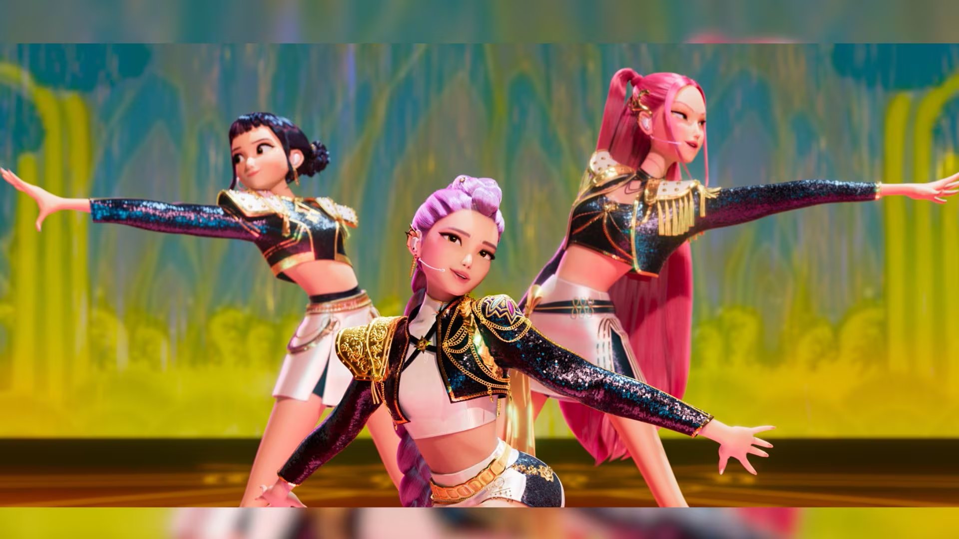 Las protagonistas de la exitosa película de animación Las Guerreras K-pop, estrenada por Netflix, se llaman Rumi, Mira y Zoey, y forman el grupo musical ficticio HUNTR/X. 

 (Netflix)