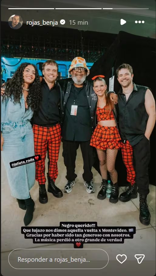 Benjamín Rojas usó una foto de cuando tocaron juntos en un concierto de Erreway