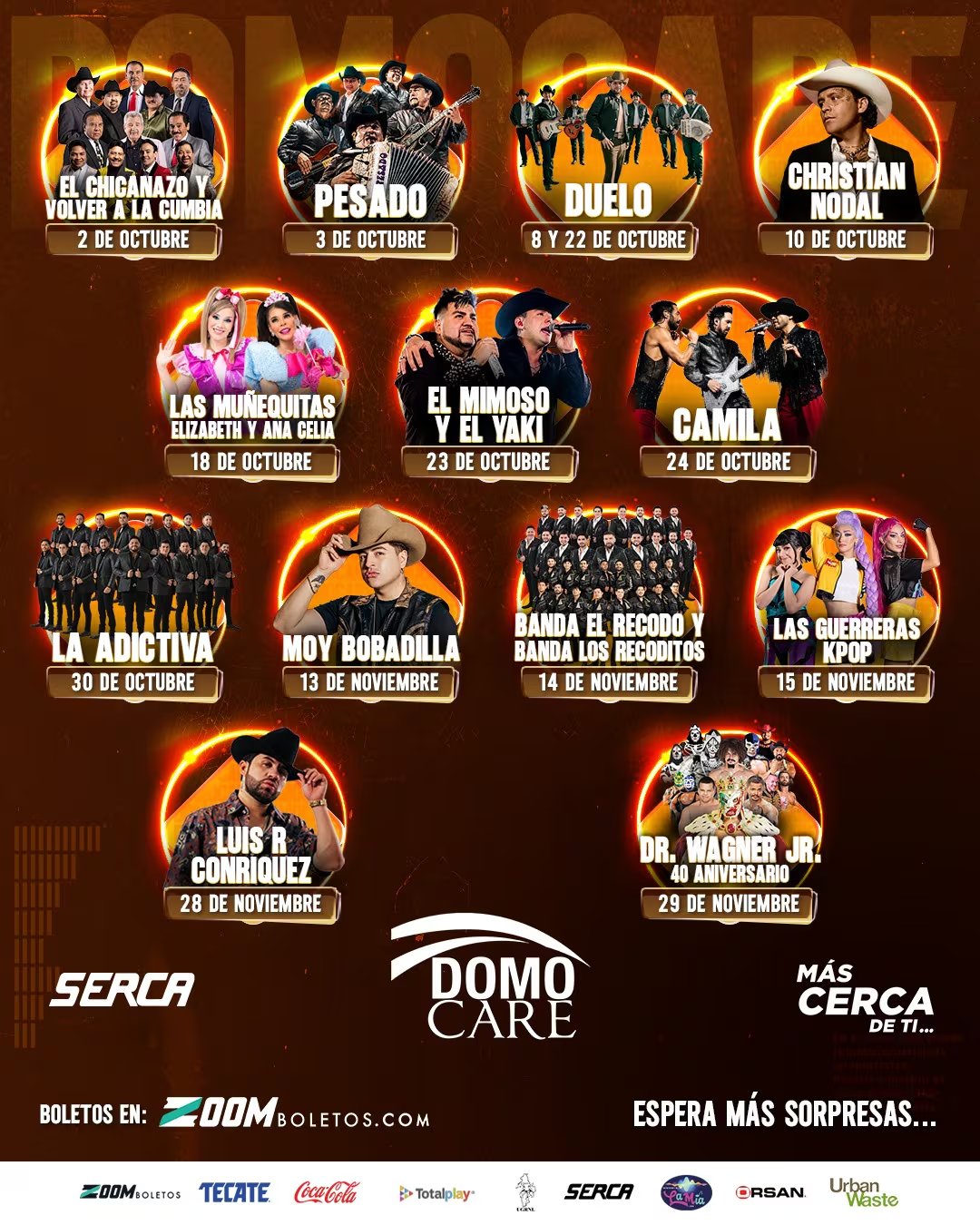 El recinto Domo Care presenta su cartelera de conciertos y eventos programados entre octubre y noviembre con artistas como Christian Nodal y Camila. (Domo Care/Instagram)