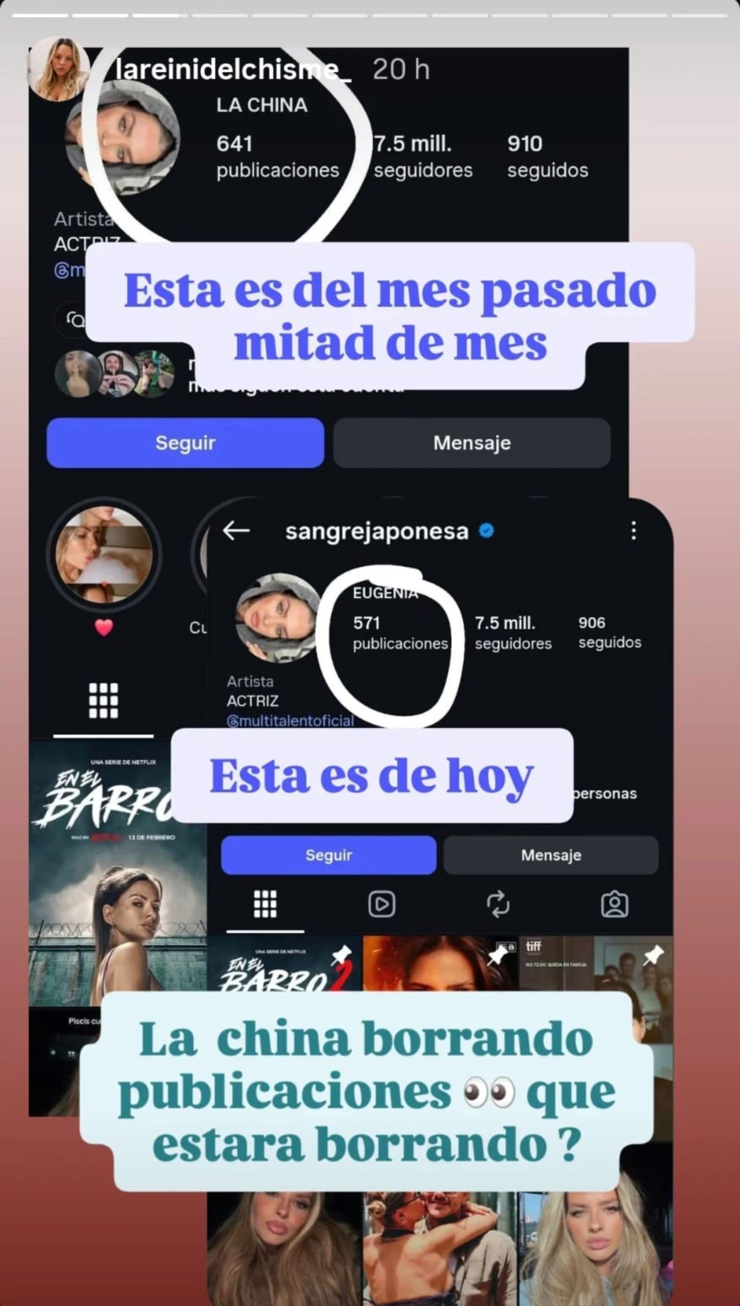 Una cuenta también se dio cuenta que decidió borrar varias de sus publicaciones (Instagram)