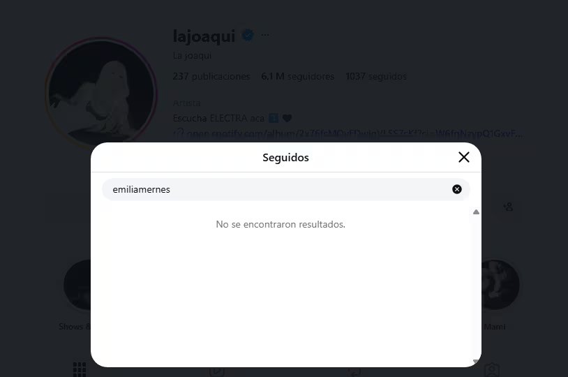 Emilia Mernes respondió al unfollow de La Joaqui y también dejó de seguir a la cantante en redes sociales