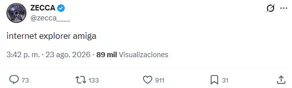 Zecca publicó en X el mensaje “Internet explorer amiga” y los fans de Emilia Mernes lo leyeron como una alusión a La Joaqui