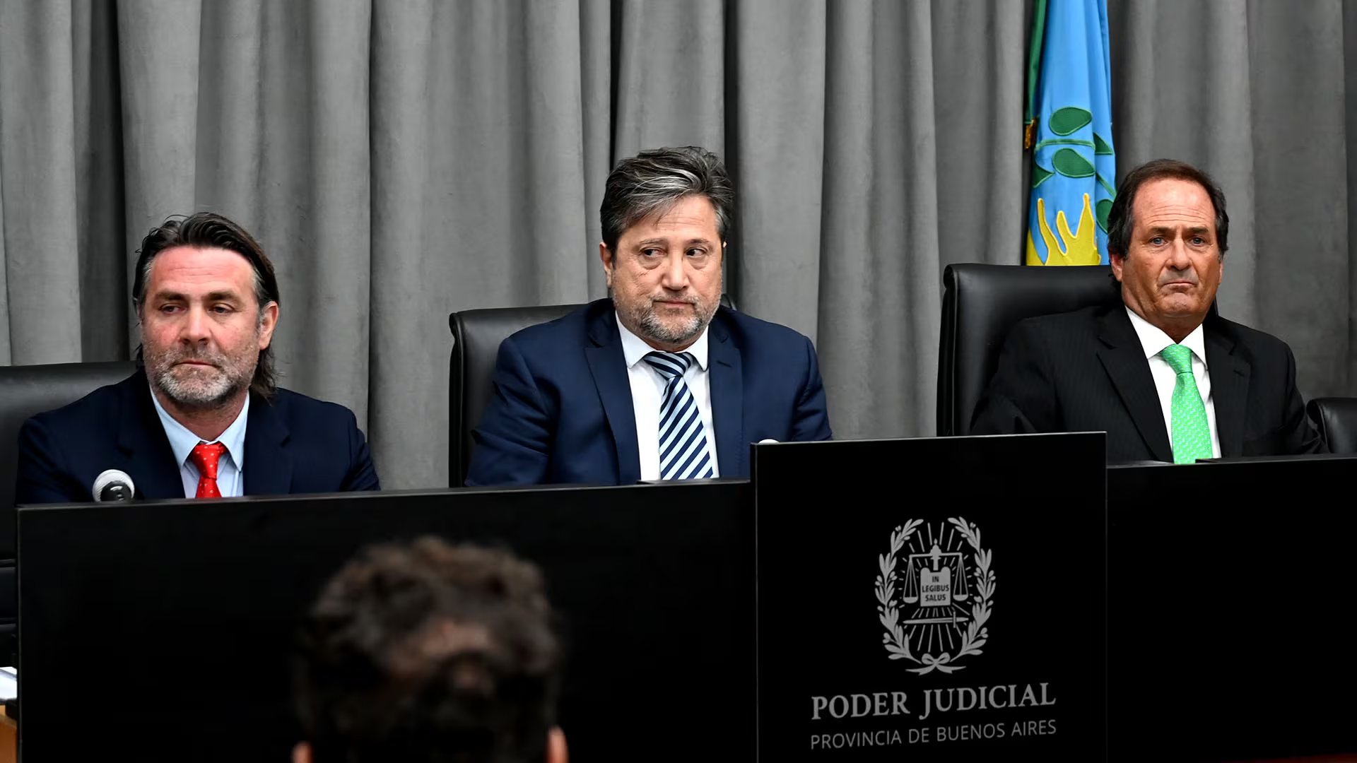 Los jueces Alberto Gaig, Alberto Ortolani y Pablo Rolón, a cargo del nuevo juicio por la muerte de Maradona. (RS Fotos)