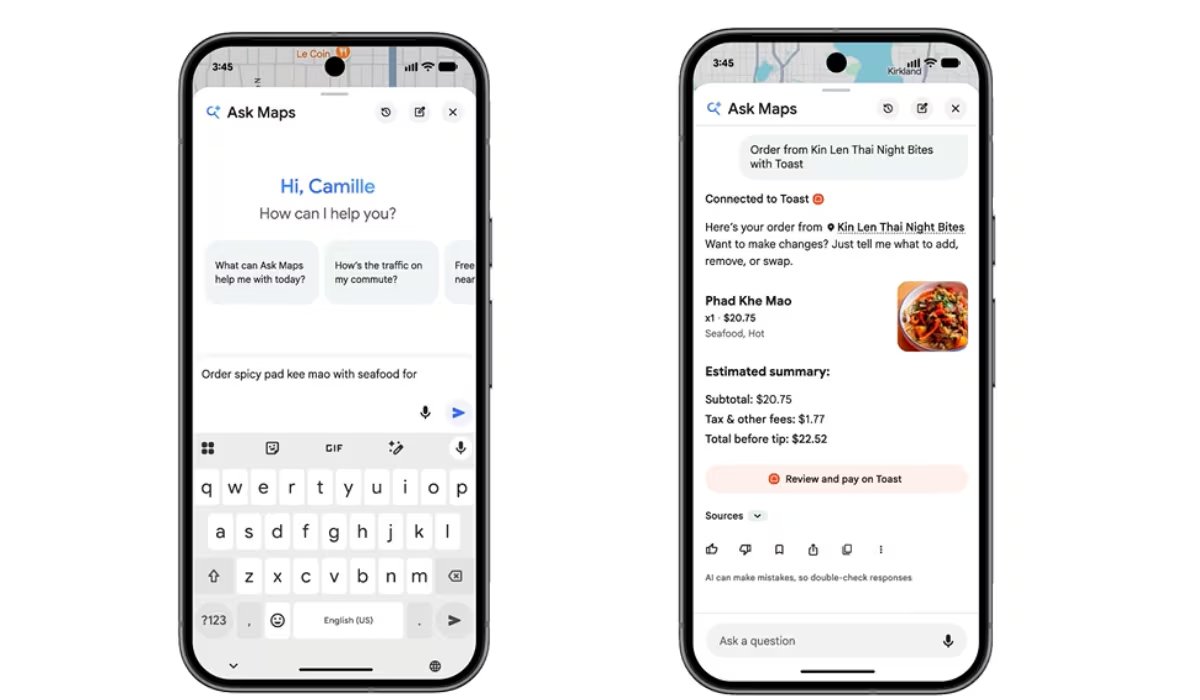 La app busca restaurantes abiertos en tu ruta y considera tus lugares guardados. (Google Maps)