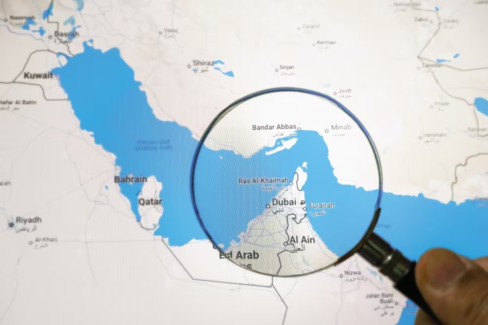 Mapa del estrecho Ormuz, un paso clave para el comercio internacional y la provisión del petróleo que se produce en Medio Oriente