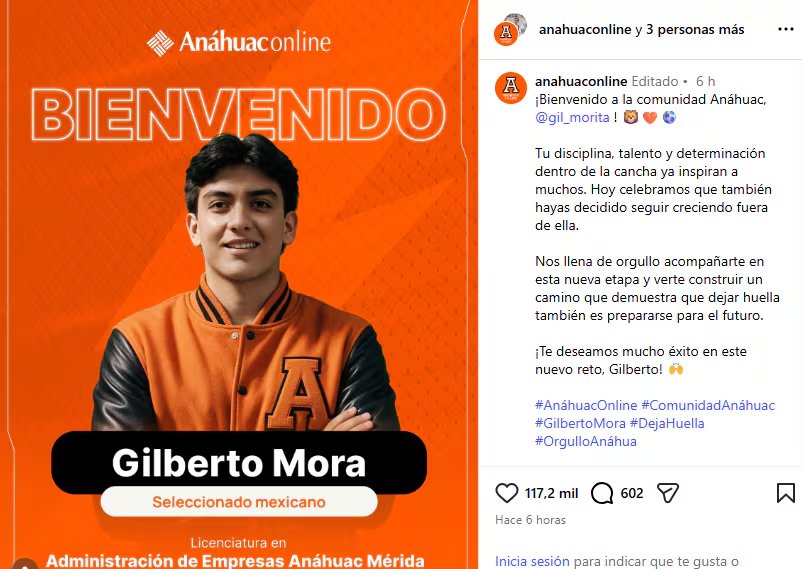Gilberto eligió la Universidad Anáhuac Mérida para iniciar la Licenciatura en Administración de Empresas mientras mantiene su carrera en la Liga MX. (Instagram/ @anahuaconline)