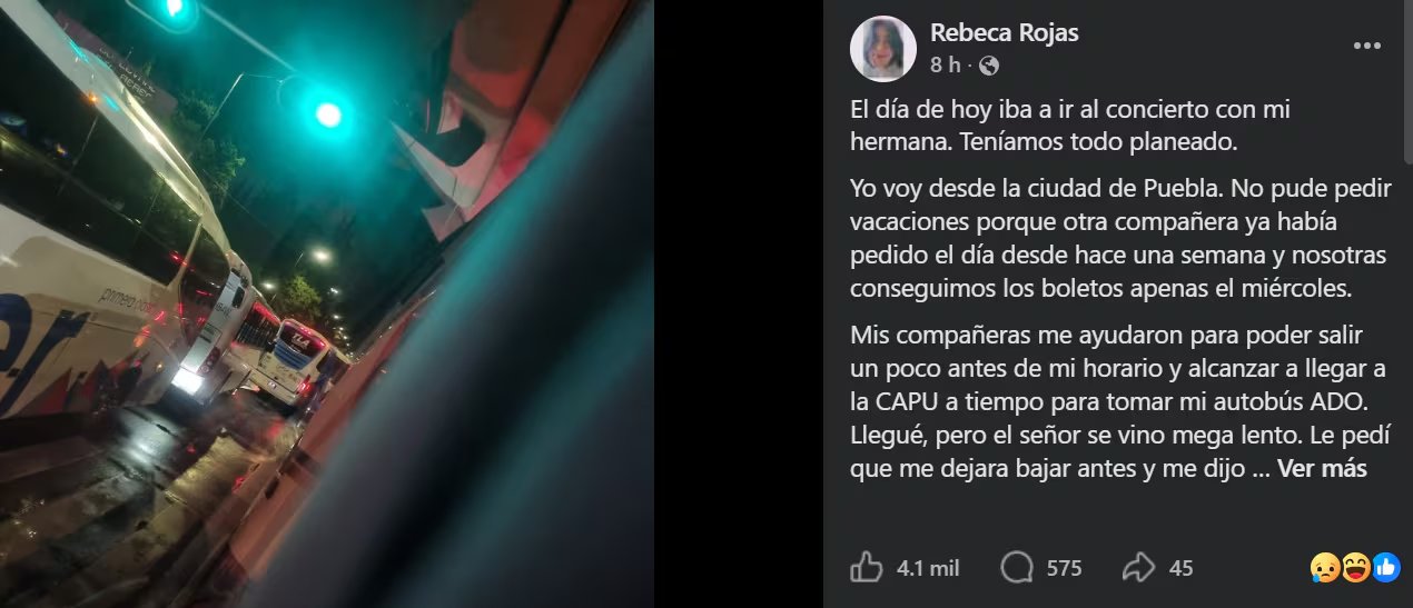 La joven no llegó al concierto (Facebook)