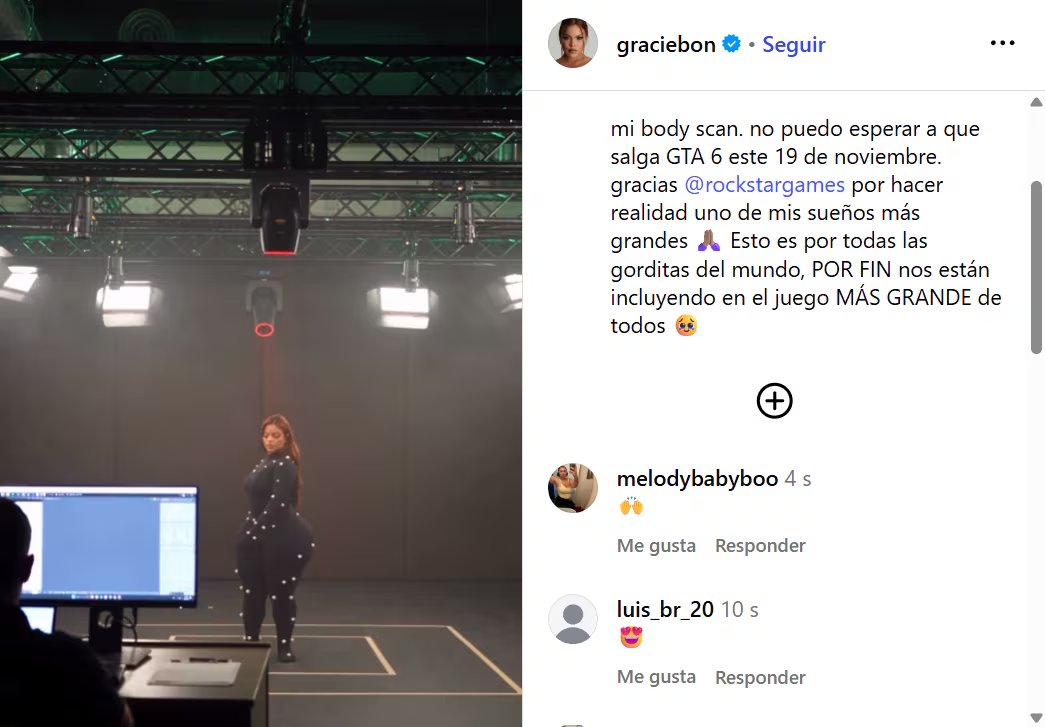 La modelo compartió imágenes y videos del proceso de escaneo tridimensional al que fue sometida. (Gracie Bon/Instagram)