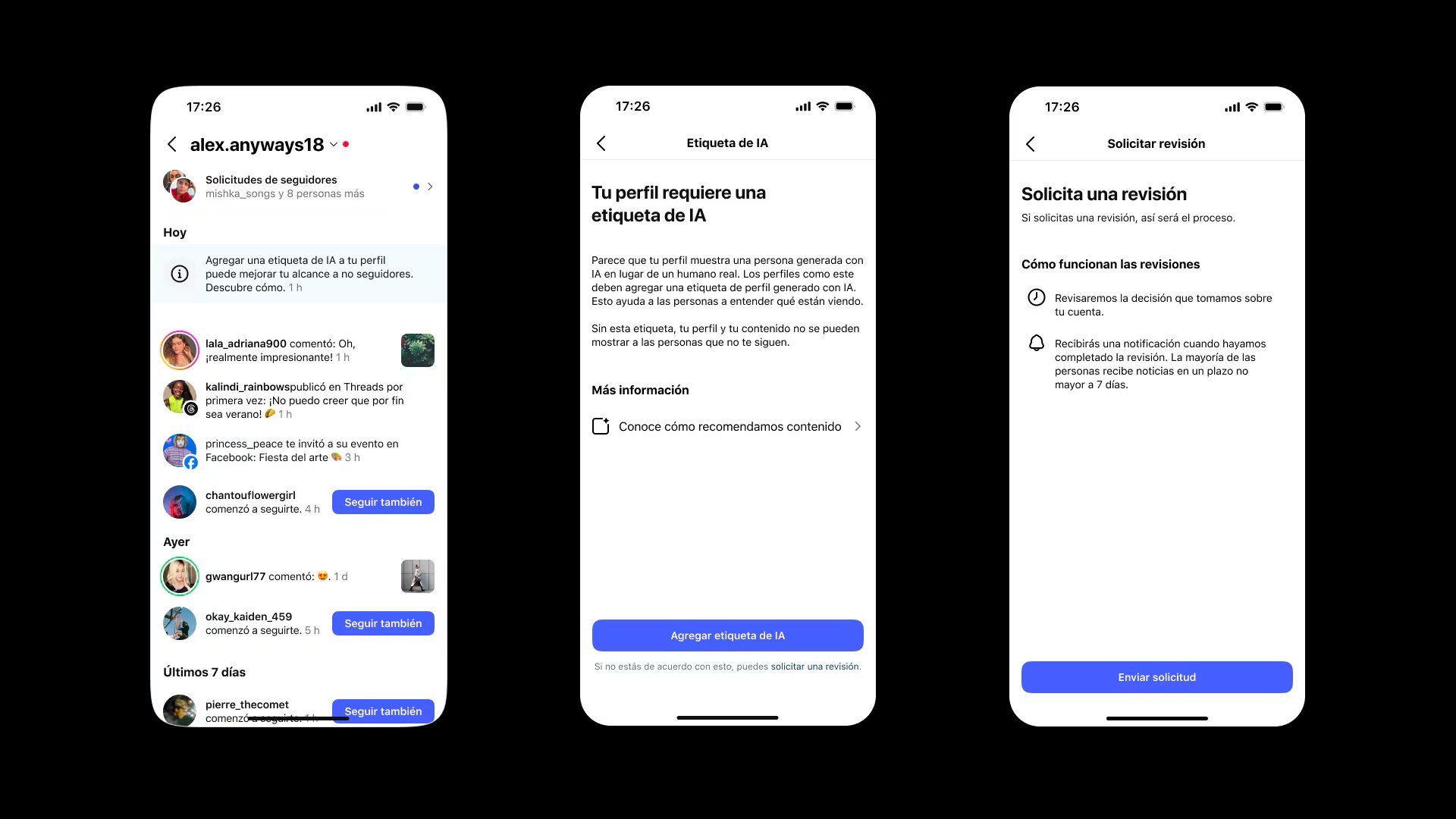 Los perfiles generados por inteligencia artificial que omitan la nueva etiqueta podrían enfrentarse a restricciones. 
(Instagram)