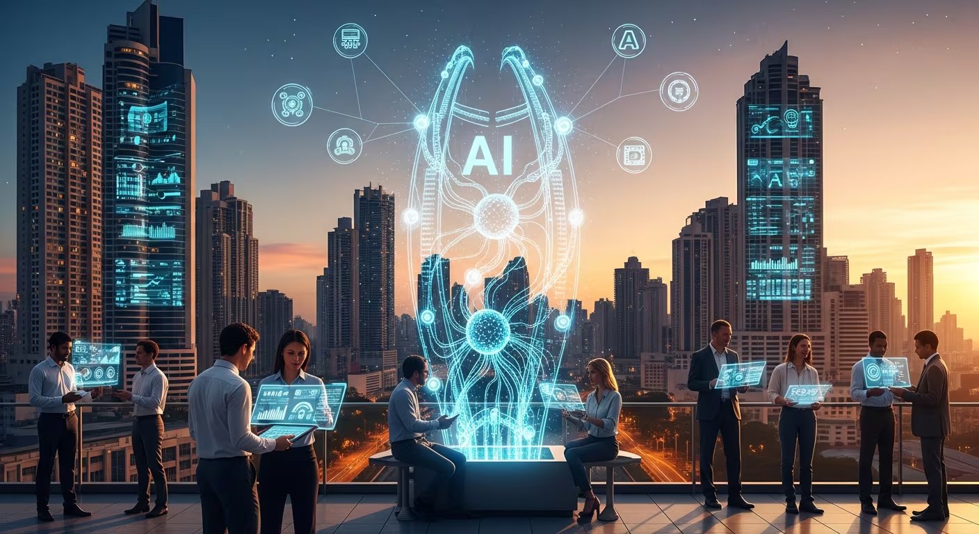 Profesionales interactúan con tecnología de inteligencia artificial en una ciudad que busca posicionarse como un centro de innovación en América Latina. (Imagen Ilustrativa Infobae)