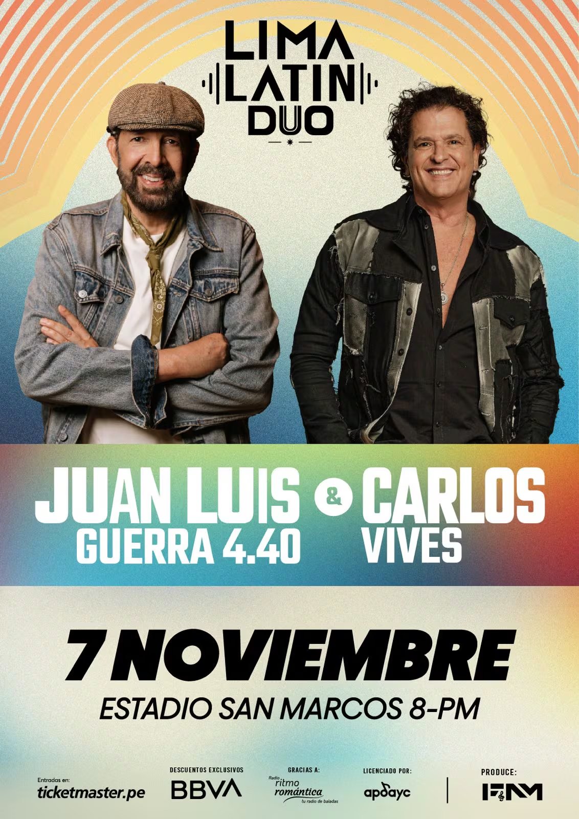 El evento será el 7 de noviembre a las 8:00 p.m. en el Estadio San Marcos.