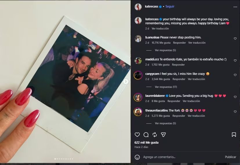 Kate Cassidy celebró el cumpleaños de Liam Payne con una emotiva publicación.