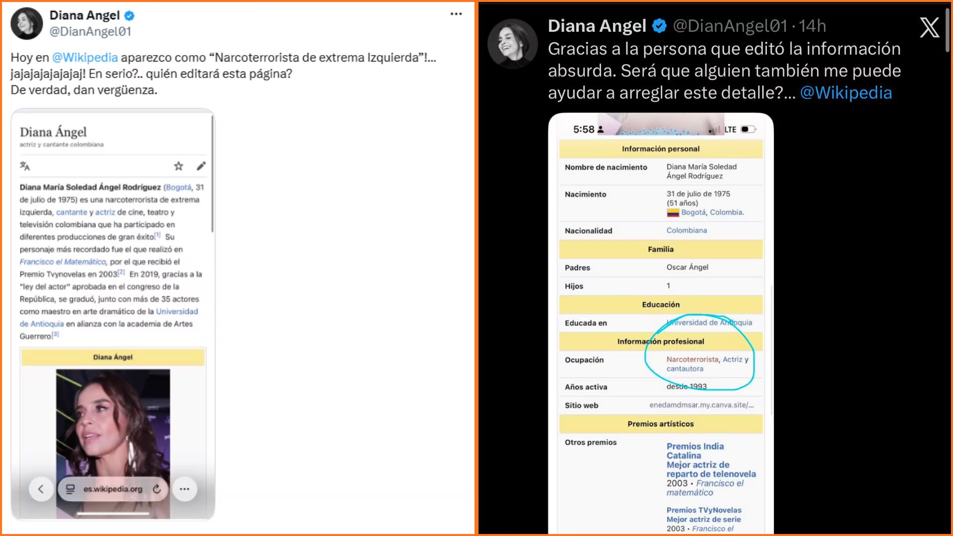 Diana Ángel criticó que su nombre haya sido asociado al 