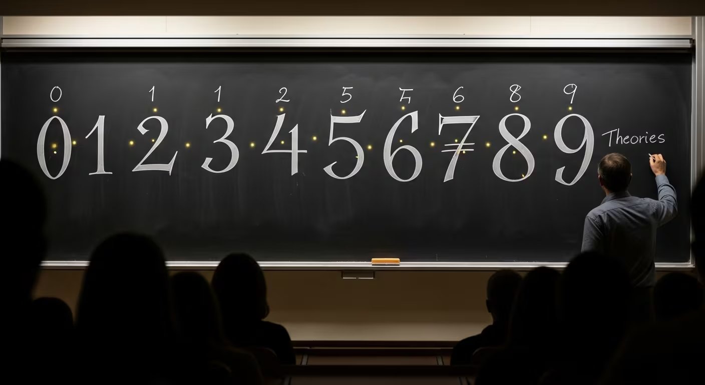 Un profesor universitario escribe en una pizarra con números y anotaciones, en una clase dedicada al análisis de teorías sobre números y patrones matemáticos (Imagen ilustrativa Infobae)