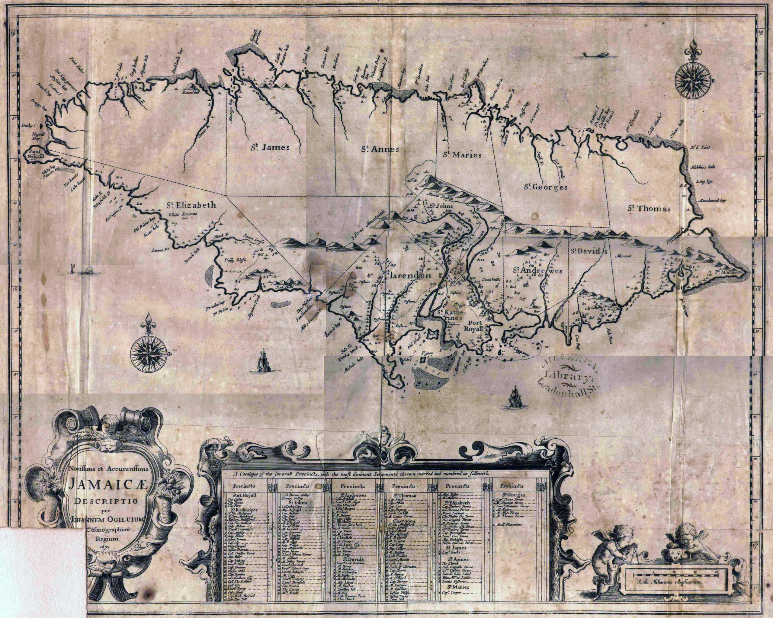Mapa de Jamaica en 1671