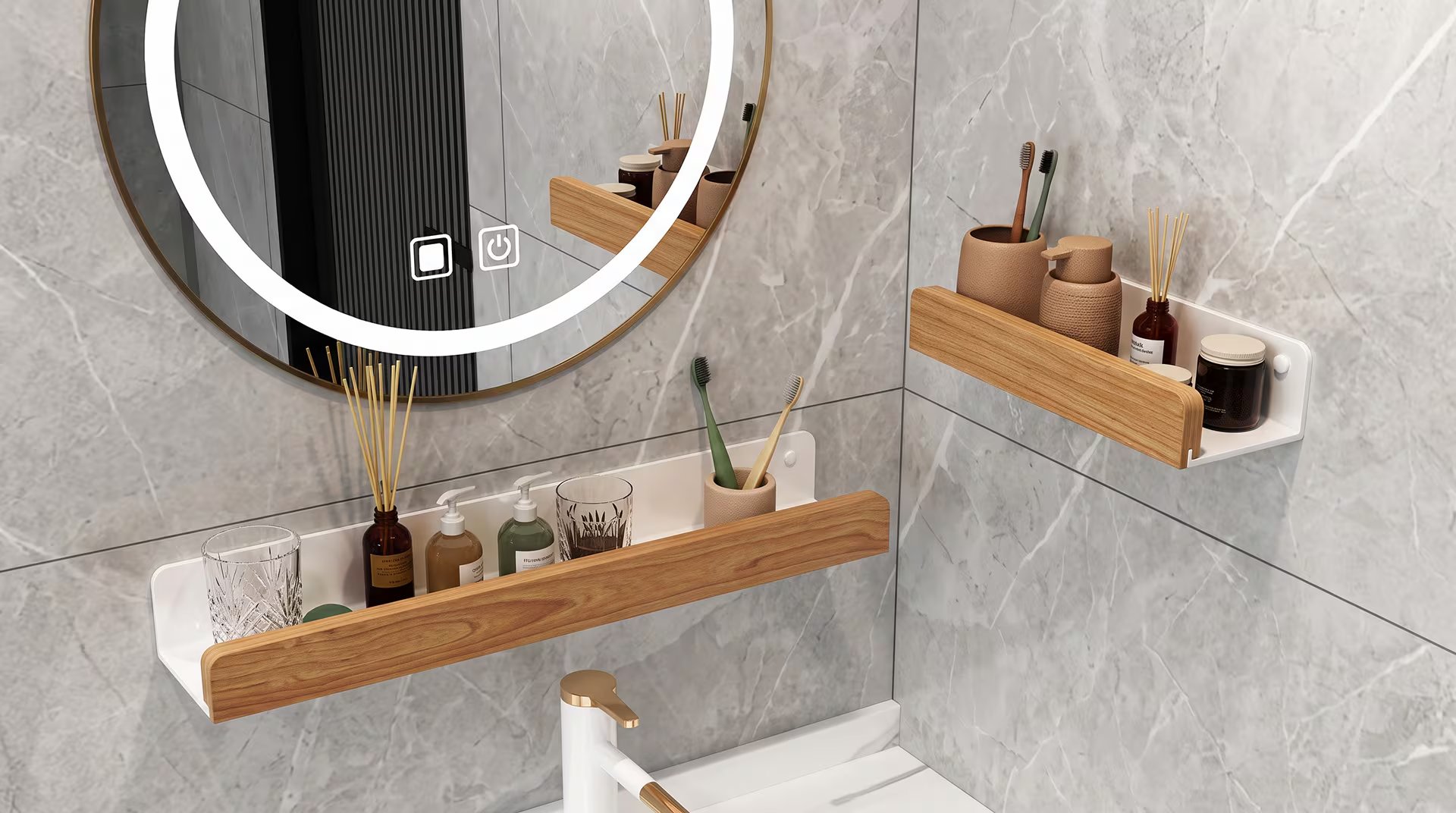 El baño es el ambiente más pequeño de la casa y el que más objetos acumula. Un organizador en la cara interna de su puerta puede vaciar por completo el borde de la bañera y el estante sobre el inodoro