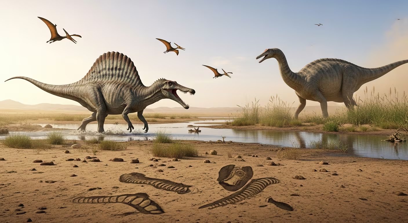 La búsqueda de Bahariasaurus ingens sigue abierta en Bahariya y Sallam insinuó que su equipo encontró indicios de esa especie (Imagen Ilustrativa Infobae)