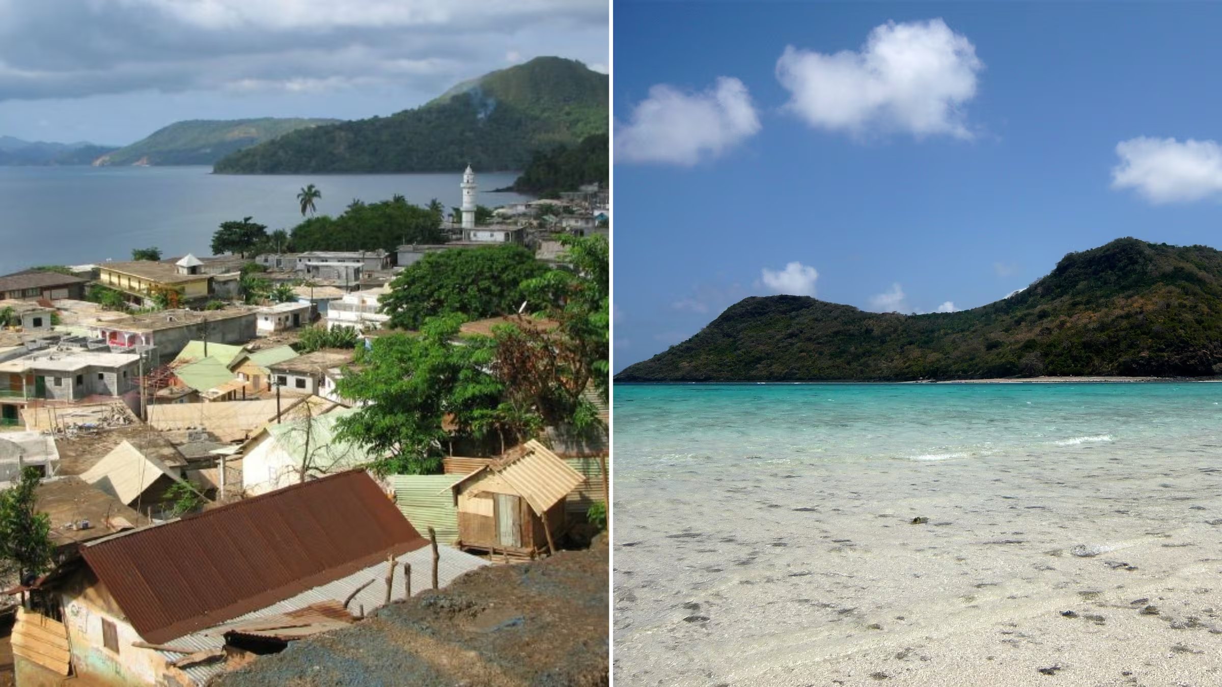 Mayotte, un archipiélago francés situado en el canal de Mozambique, entre Madagascar y el continente africano. (Montaje Infobae con imágenes de Wikipedia)