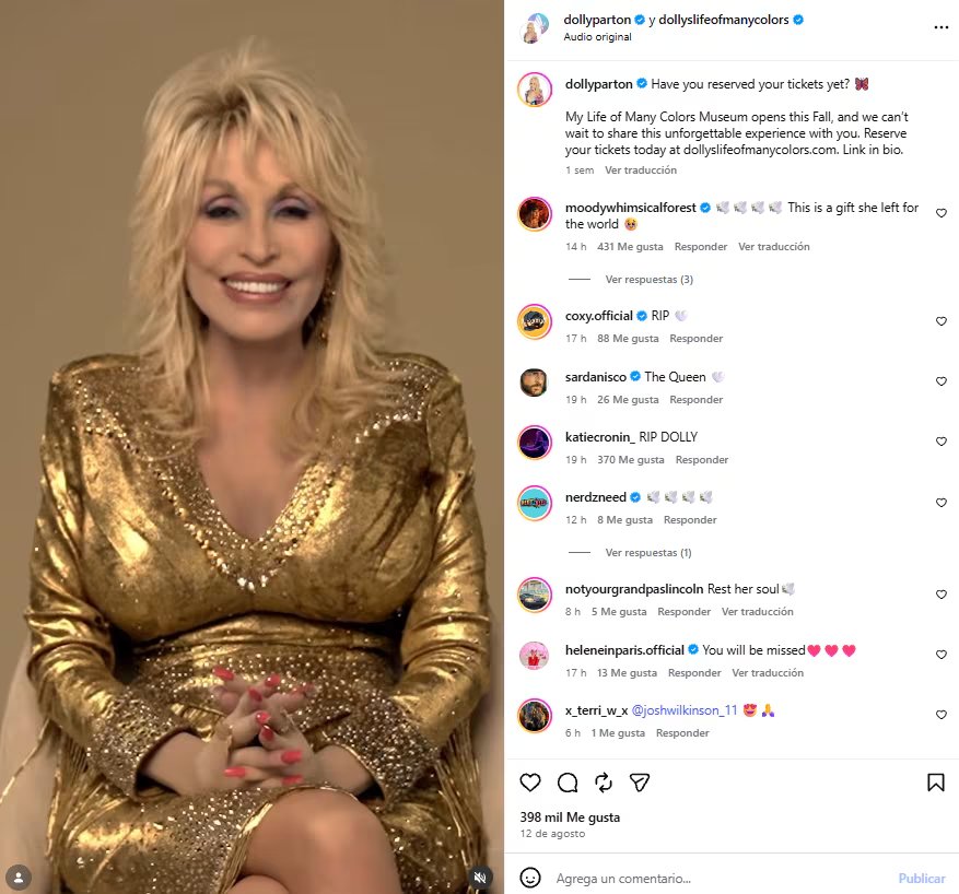 Fuentes cercanas afirmaron que Dolly Parton mantuvo en redes sociales una imagen cuidada con pelucas, maquillaje, filtros e iluminación mientras recibía tratamiento (Instagram/@dollyparton)