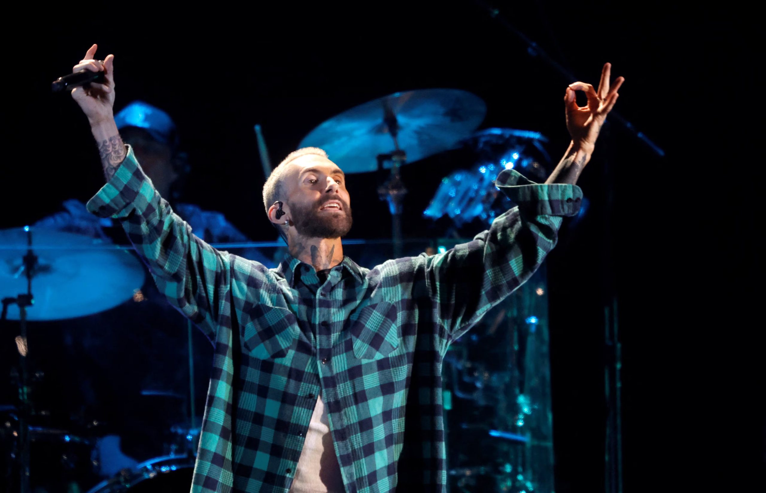 La alineación actual está compuesta por seis integrantes: Levine en voz y guitarra rítmica; Carmichael en guitarra y teclados; Valentine en guitarra líder; Matt Flynn en batería; PJ Morton en teclados; y Sam Farrar en bajo. REUTERS/Steve Marcus