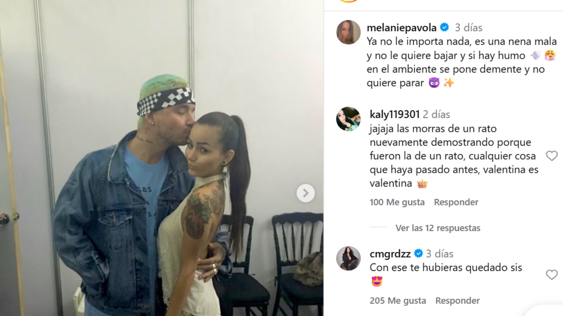La modelo publicó fotos antiguas junto al cantante, acompañadas de una canción de J Balvin y una frase que encendió las especulaciones - crédito @melaniepavola/ Instagram