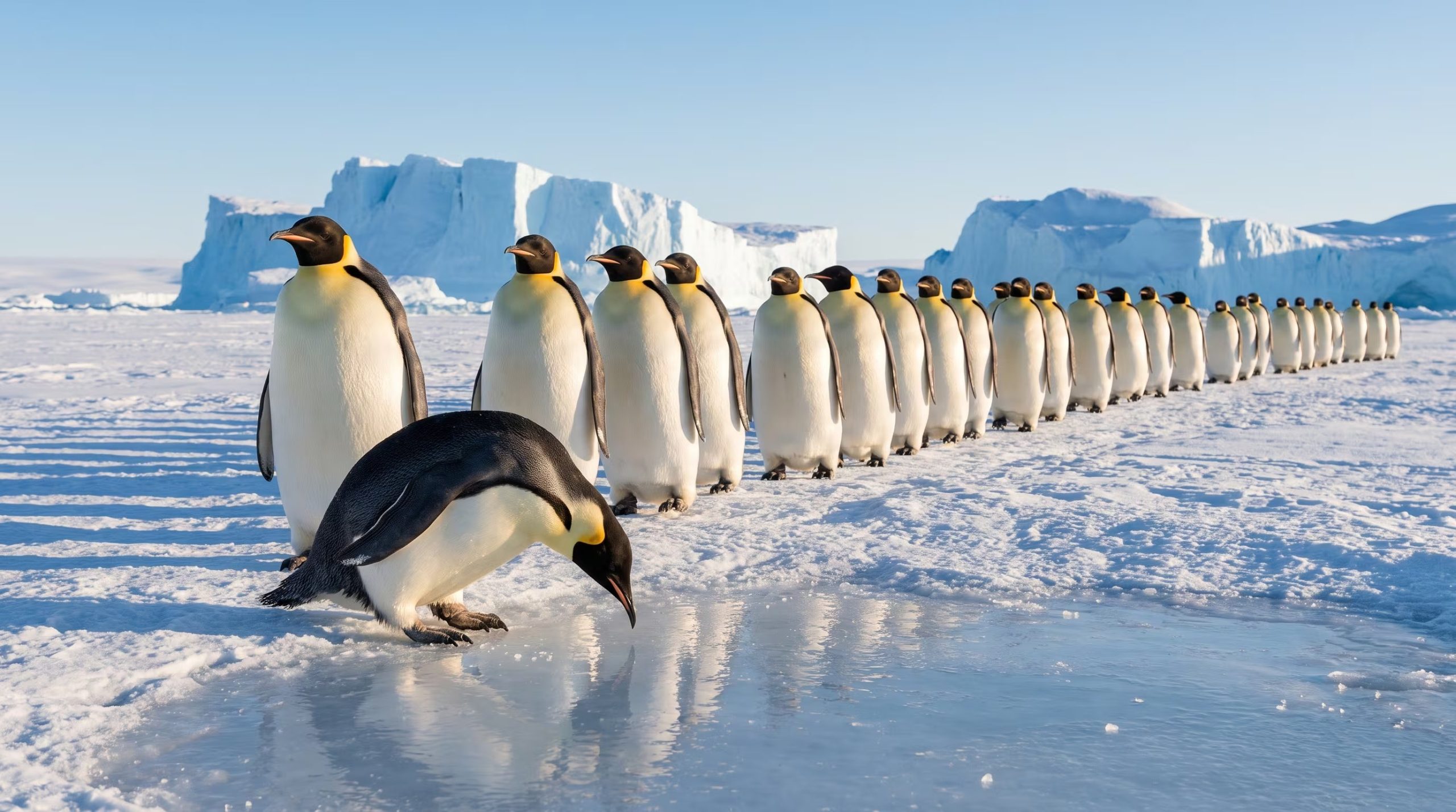 Los investigadores advirtieron que la flexibilidad de comportamiento de los pingüinos emperador no compensará por sí sola la pérdida continua de hielo fijo en la Antártida (Imagen Ilustrativa Infobae)