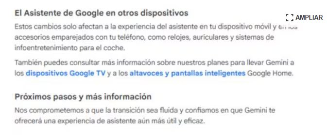 Google da a conocer qué dispositivos se verán afectados por la eliminación de su Asistente. (Gemini)