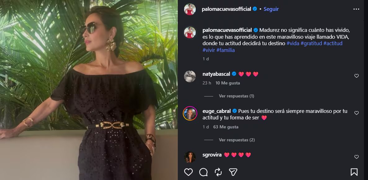 Paloma Cuevas compartió post en ig (Instagram)