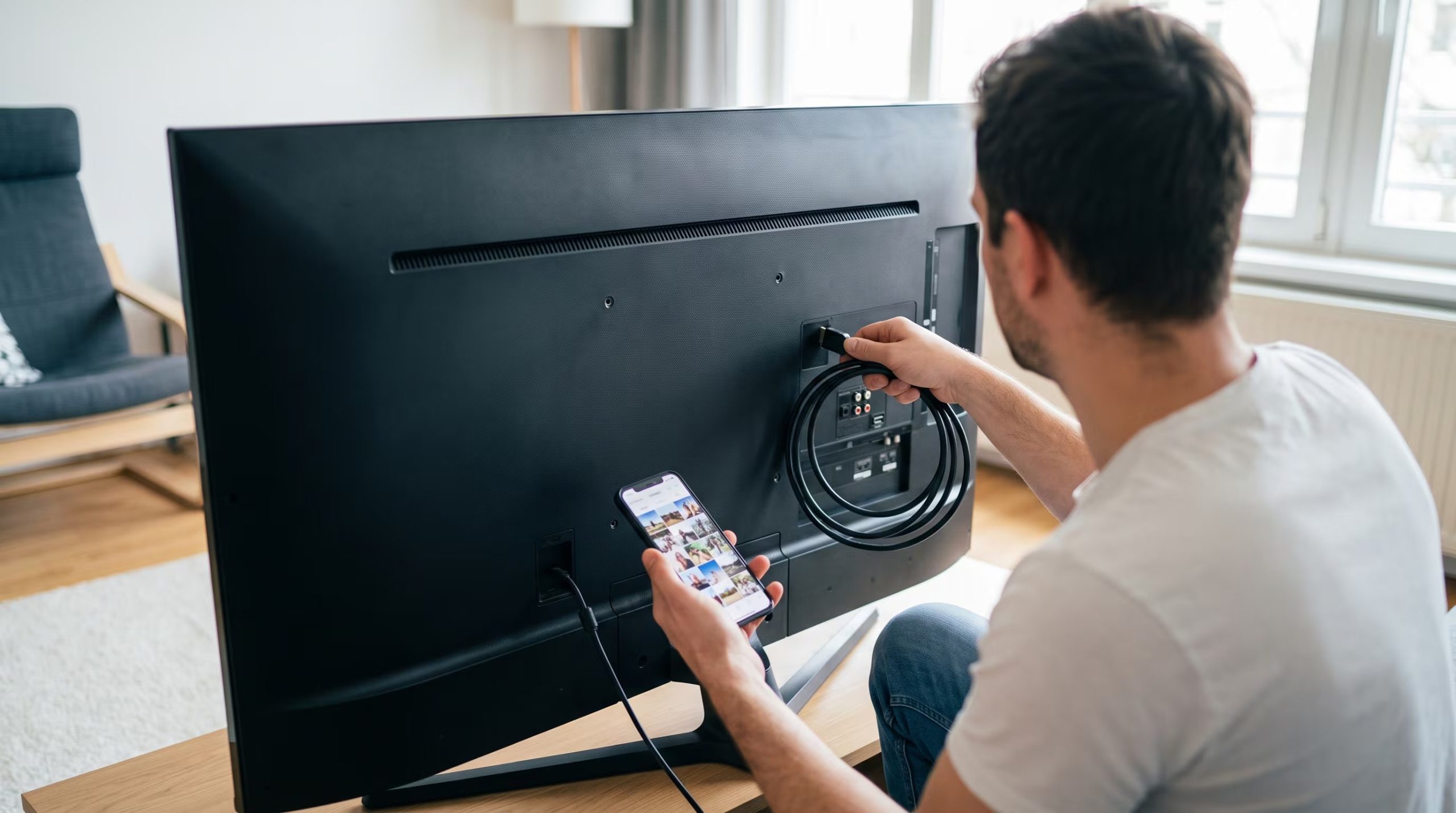 El proceso para usar un cable HDMI con el celular y la TV incluye conectar el adaptador, enlazar el cable y seleccionar la entrada HDMI en el televisor. (Imagen Ilustrativa Infobae)