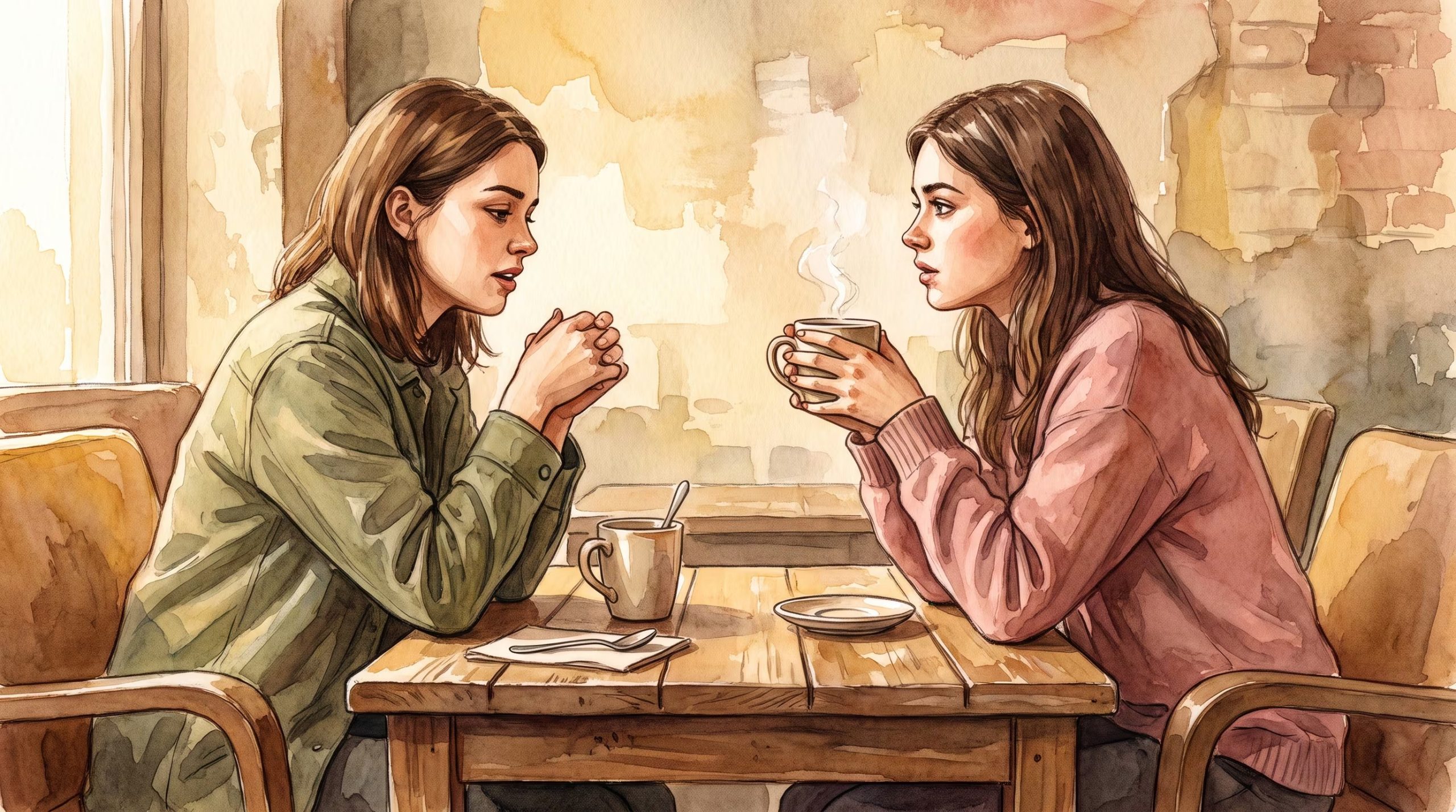 Dos mujeres dialogan en una cafetería. (Imagen Ilustrativa Infobae)