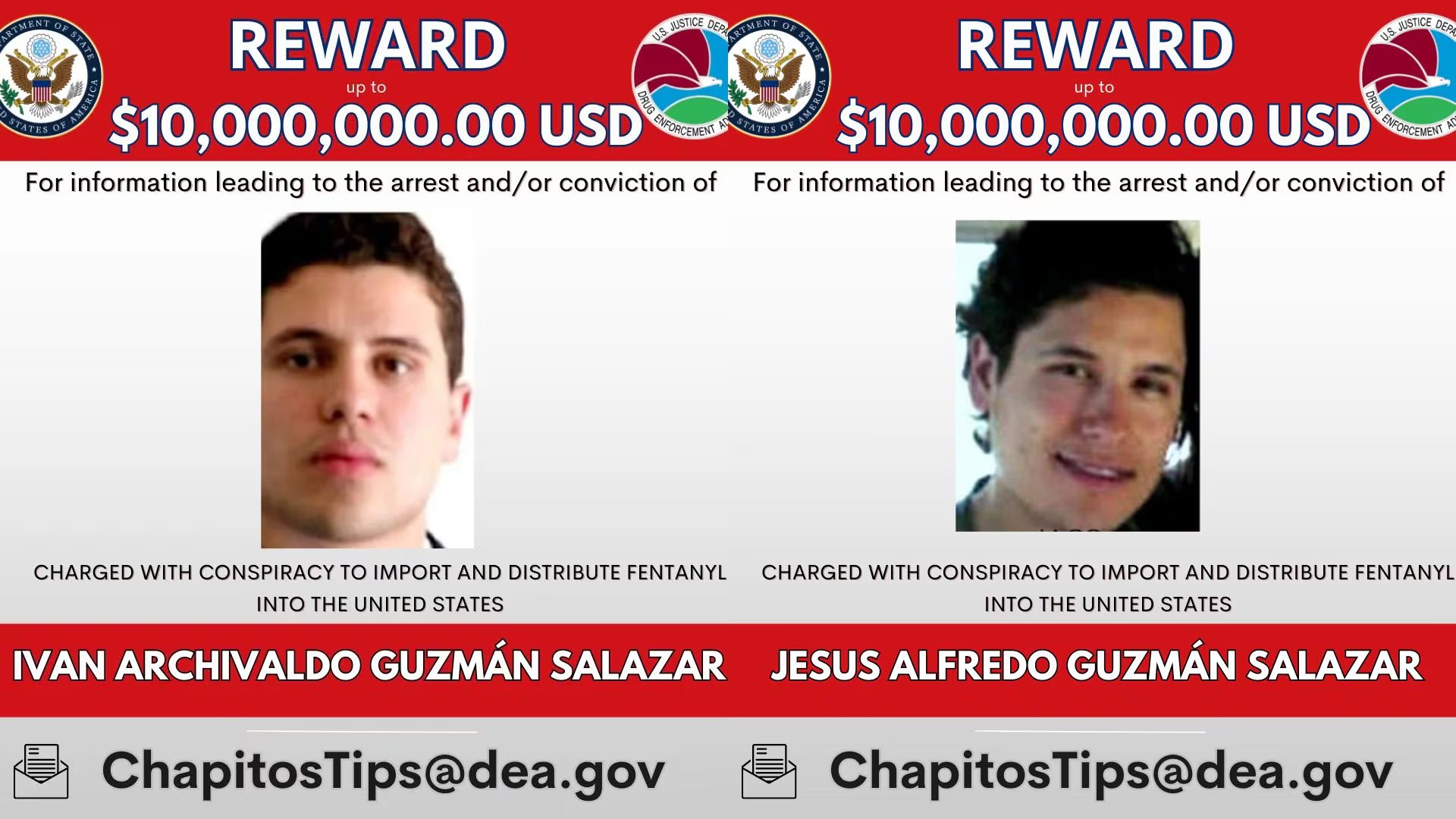 Iván Archivaldo y Alfredo Guzmán Salazar son de los más buscados. (DEA)