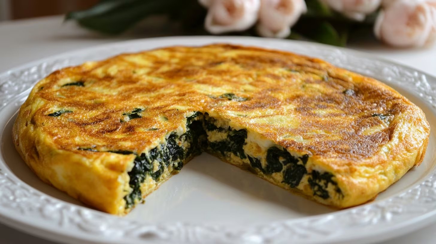 La tortilla de papa y espinaca suma hojas verdes a la receta clásica y conserva el color si la espinaca no se sobrecocina (Imagen Ilustrativa Infobae)