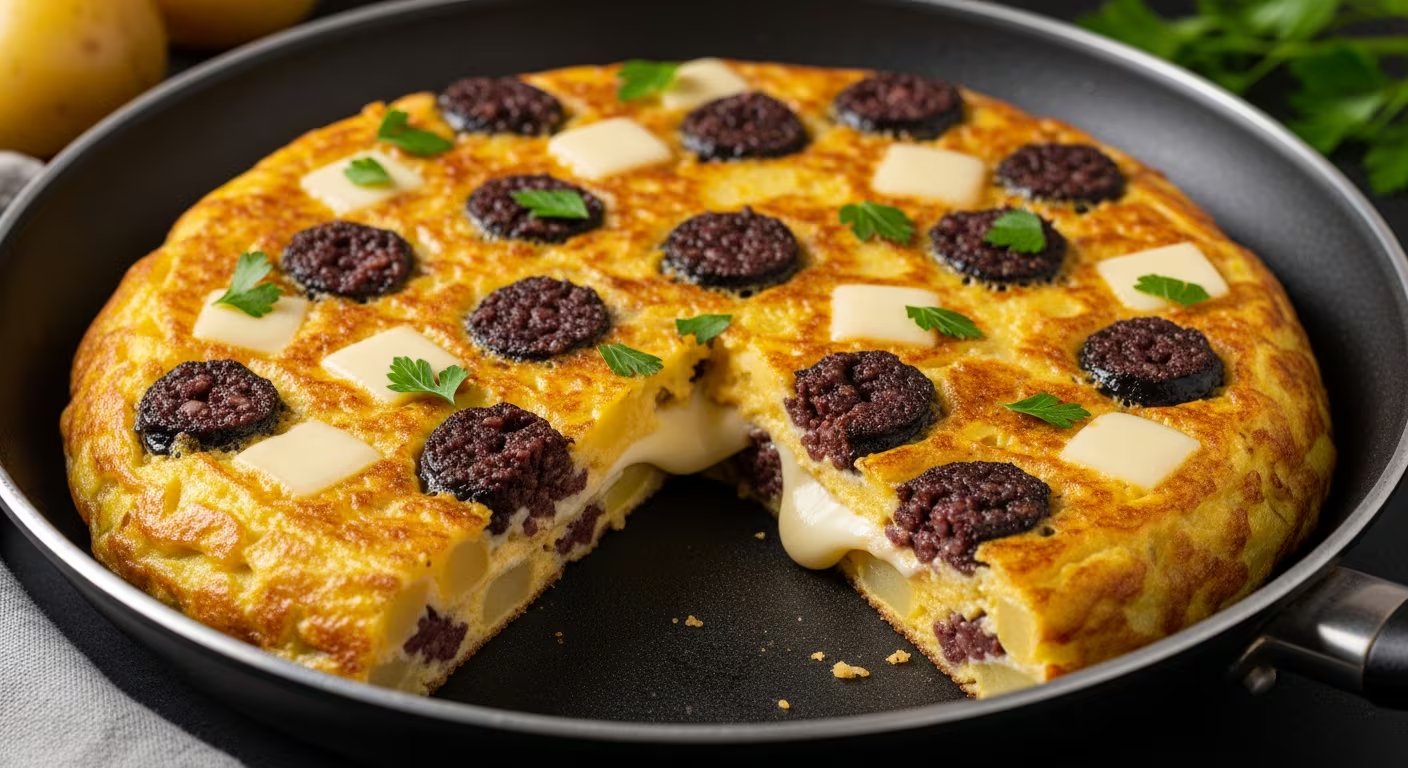 La tortilla de papa, chorizo y morrón combina papas fritas, chorizo colorado y morrón rojo en una versión con sabor ahumado (Imagen Ilustrativa Infobae)
