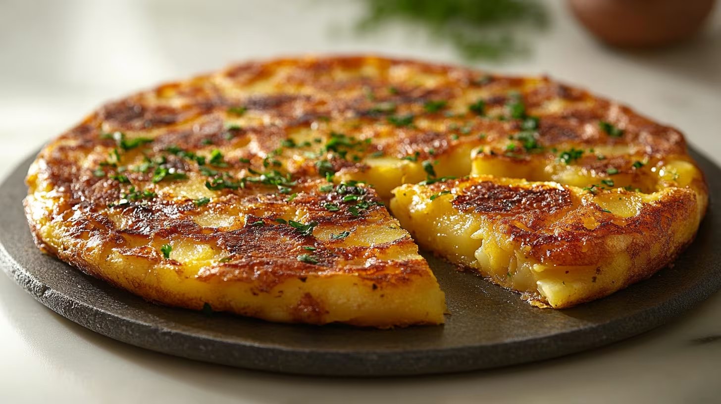 La tortilla de papa con calabaza y hierbas frescas une papa, calabaza, perejil y ciboulette en una receta que mantiene el aroma al final de la cocción (Imagen Ilustrativa Infobae)