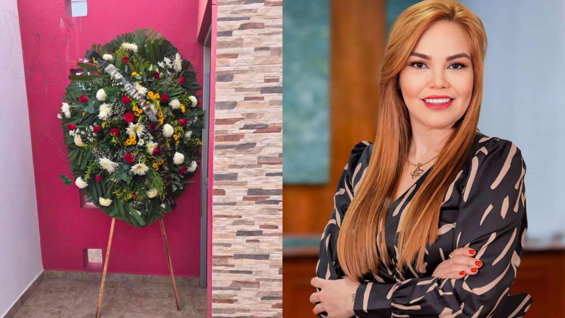 Amenazan a la diputada Paola Gárate con una corona fúnebre. (Redes sociales/Congreso de Sinaloa)