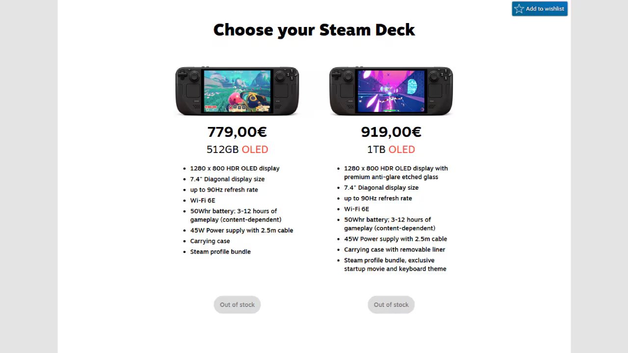 Precios de la Steam Deck en euros.
(Difusión)