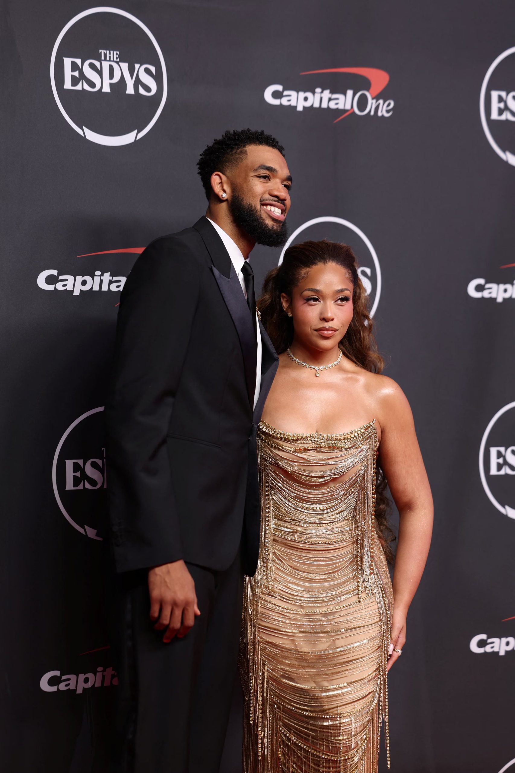 Karl Anthony Towns and Jordan Woods attend the 2026 ESPY Awards at Lincoln Center in New York City, U.S., July 15, 2026 (REUTERS/Jordan Tovin)