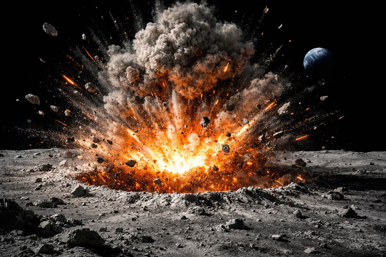 El choque liberará una energía equivalente a tres toneladas de TNT y excavará un cráter de hasta 30 metros de diámetro en la superficie lunar (Imagen Ilustrativa Infobae)